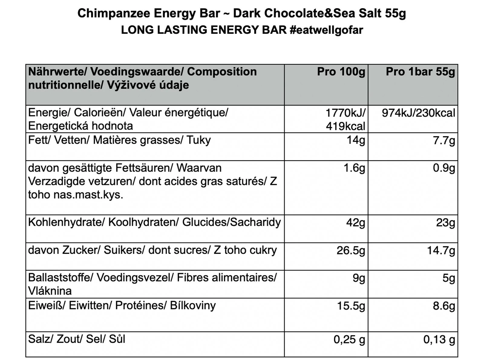 Chimpanzee Nutrition CHIMPANZEE Barre énergétique Chocolat Noir Sel Marin - 65g 2 Chimpanzee Nutrition CHIMPANZEE Barre énergétique Chocolat Noir Sel Marin - 65g – Image 2