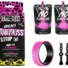 MUC-OFF Kit De Conversion Tubeless Pour 2 Roues (sachets De Préventif + Fonds De Jante + Valves 44mm)