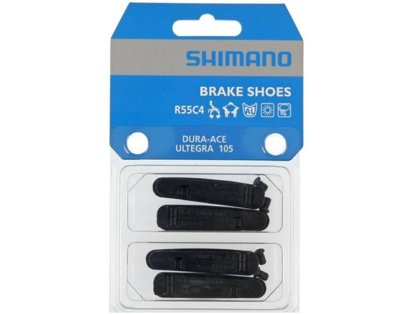 SHIMANO R55C4 Patins De Frein Dura-Ace Ultegra 105 - 2 Paires Aluminium 2 SHIMANO R55C4 Patins De Frein Dura-Ace Ultegra 105 - 2 Paires Aluminium – Image 2